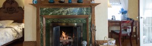 Gramercy Mansion Blue Garden Suite Fireplace