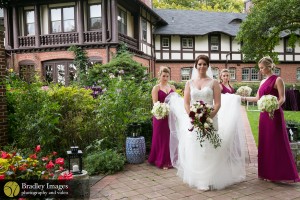 Bridal party on garden path, Bradley Images
