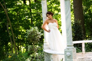 June bride in marble gazebo, David Hartcorn Photography