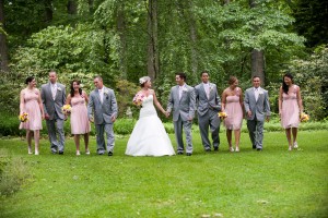 Bridal party in summer garden, House of Redbird Photography