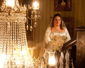 Bride and Chandelier Artful Weddings