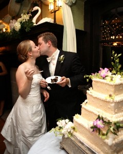 Bride and Groom Cake Eating
