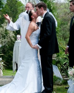 Bride and Groom Kissing Artistic Difference