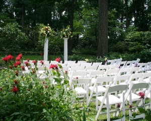 Carriage House garden ceremony in June