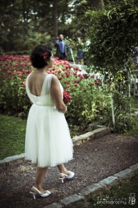 Bride on garden path, Tim Yantz Photography