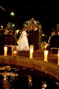 Candlelight ceremony in courtyard, Artful Weddings by Sachs Photography