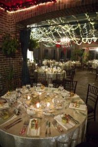 Atrium dining for winter wedding reception at Gramercy Mansion