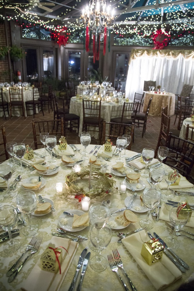 Reception seating in atrium at Gramercy Mansion