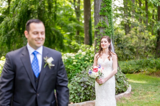 Bride and groom in the gardens.