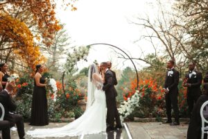 Outdoor Fall Wedding Ceremony in the Gardens